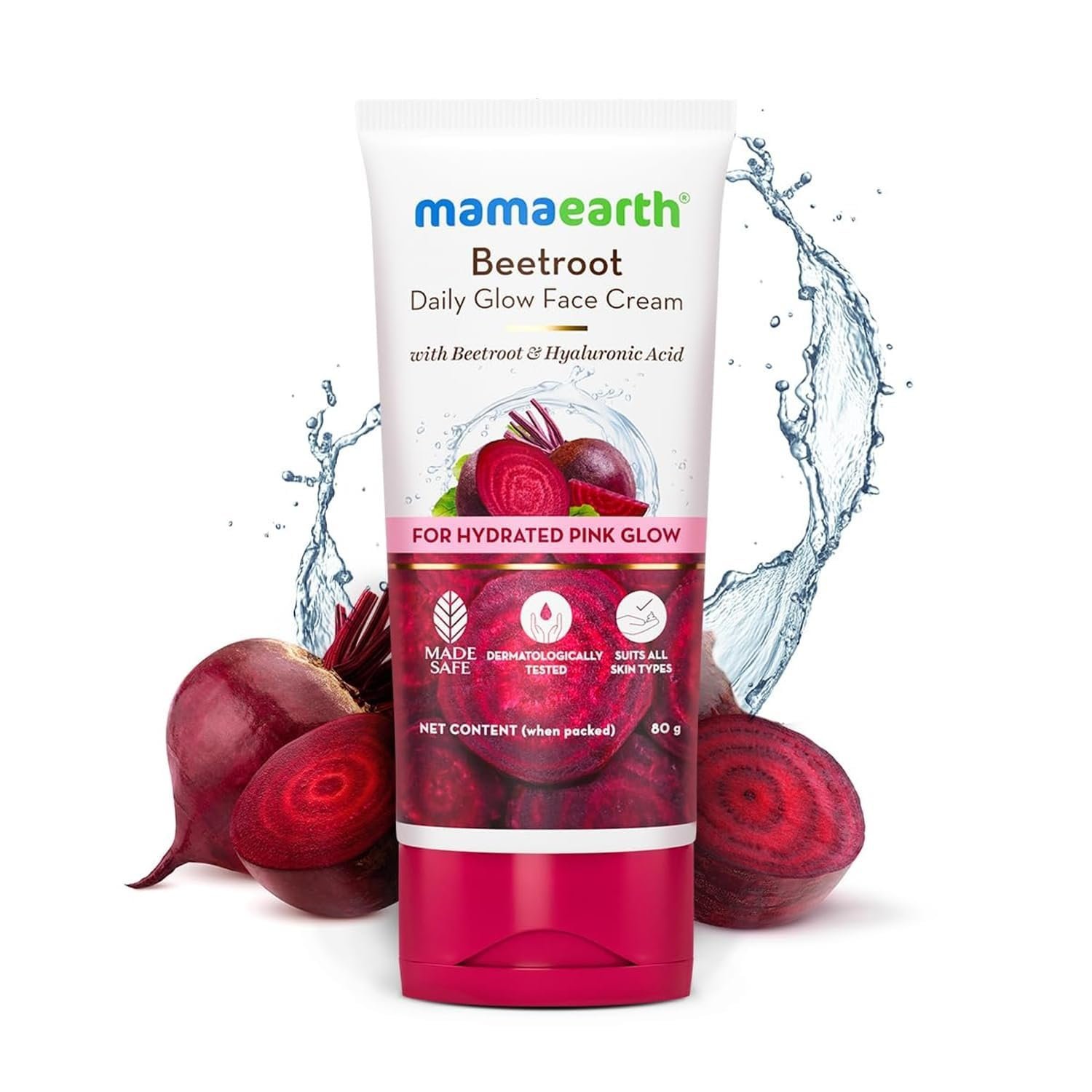 61 lhciagsl. sl1500 Mamaearth Beetroot Daily Glow Face Cream With Beetroot & Hyaluronic Acid – 80 g | Gives Hydrated Pink Glow | Gives Instant Brightening Effect | Lightweight & Non-Greasy | Natural Glow | For All Skin Types