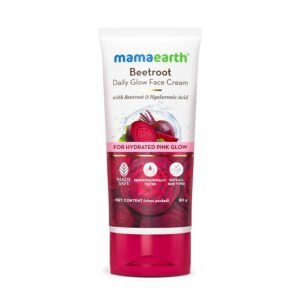 Mamaearth Beetroot Daily Glow Face Cream With Beetroot & Hyaluronic Acid - 80 g | Gives Hydrated Pink Glow | Gives Instant Brightening Effect | Lightweight & Non-Greasy | Natural Glow | For All Skin Types