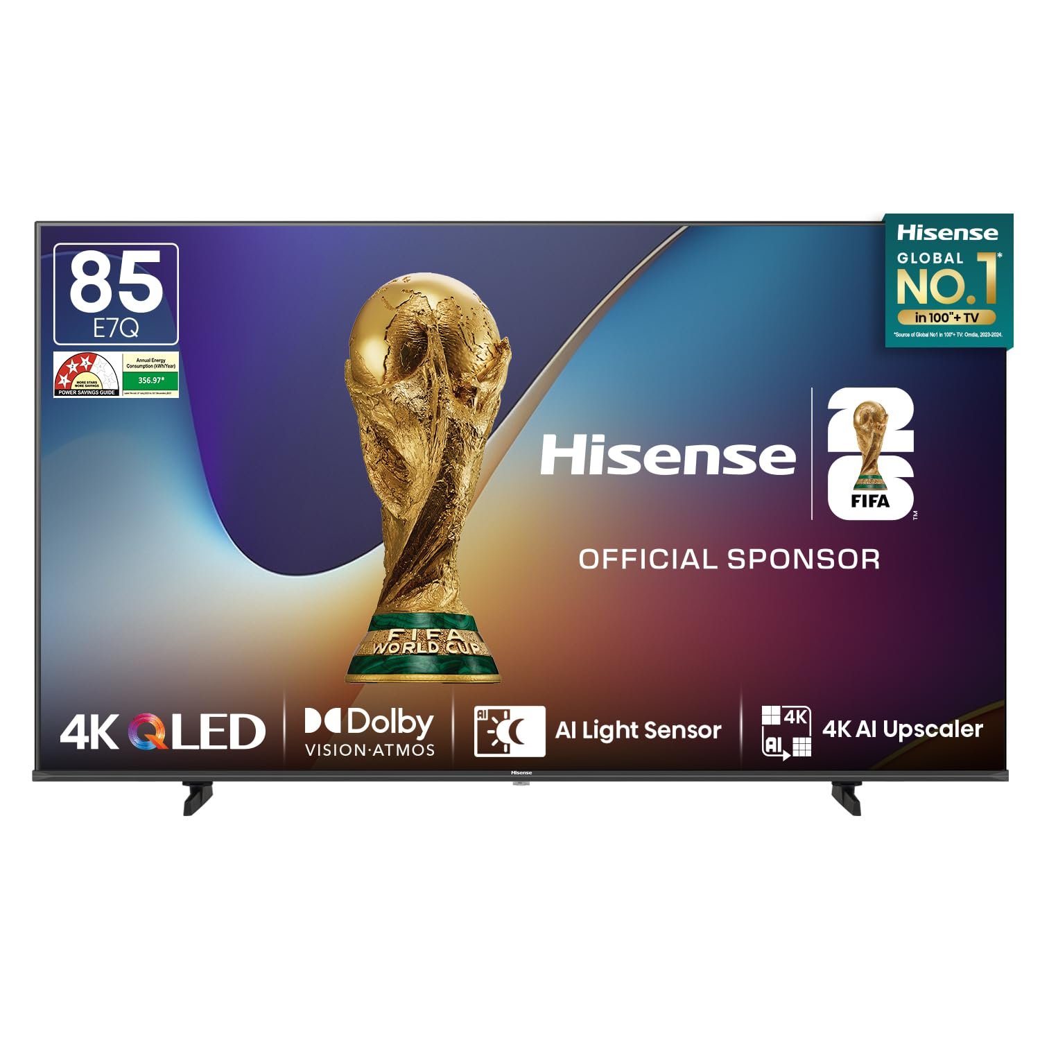Hisense 215 cm (85 Inches) 4K Ultra HD Smart QLED TV | Dolby Vision Atmos, HDR10+ | 30W Powerful Speaker | AI 4K Upscaler | ALLM | MEMC | HDR 10+Decoding | Voice Control | VIDAA OS | 85E7Q (Black) Hisense 215 cm (85 Inches) 4K Ultra HD Smart QLED TV | Dolby Vision Atmos, HDR10+ | 30W Powerful Speaker | AI 4K Upscaler | ALLM | MEMC | HDR 10+Decoding | Voice Control | VIDAA OS | 85E7Q (Black)