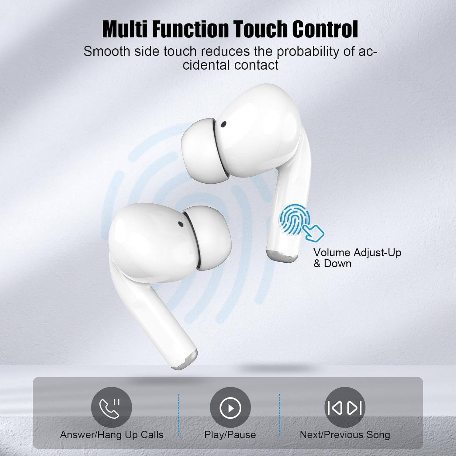 71h04cahy0l. sl1500 Wireless Earbuds for iPhone, 5.3 Bluetooth Headphones for Apple Earbuds Wireless, ENC Noise Cancelling 40Hrs Playback in Ear Air Buds Pods HiFi Bass for iPhone 17 16 15/iPad/PC/Laptop/Switch/White