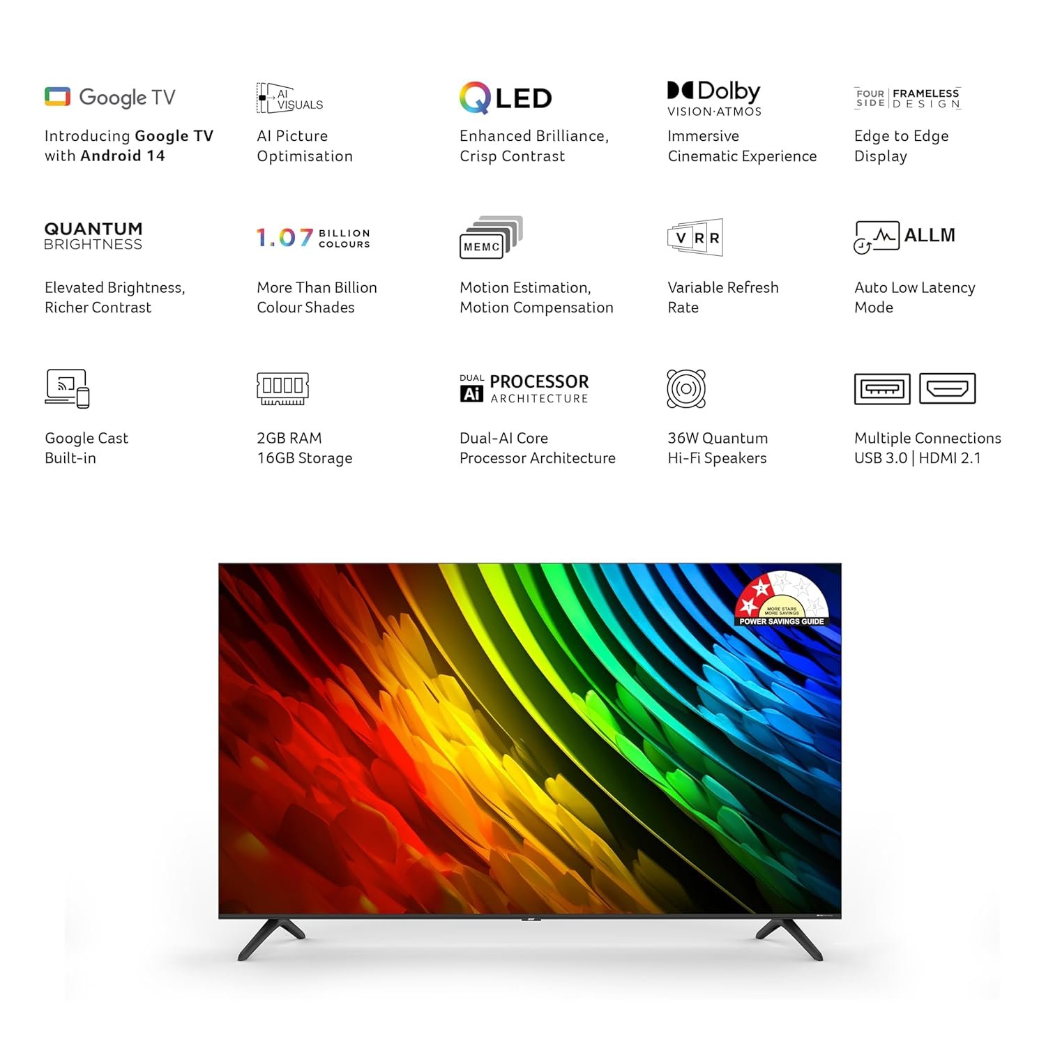 811fkefgull. sl1500 Acer 139 cm (55 inches) V PRO Series 4K Ultra HD Smart QLED Google TV AR55QDQGR2851AD