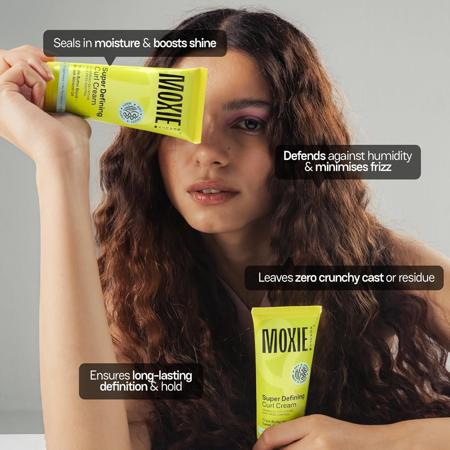 81h9k7xu6l. sl1500 Moxie Beauty Super Defining Curl Cream for Women & Men | Leave In Curl Cream for Curly, Wavy & Frizzy Hair | 96% Hair Moisture Retained | Hair Cream for Dry Curly Hair | Made With Mango Seed, Cocoa Butter & Almond Oil | 120 ml