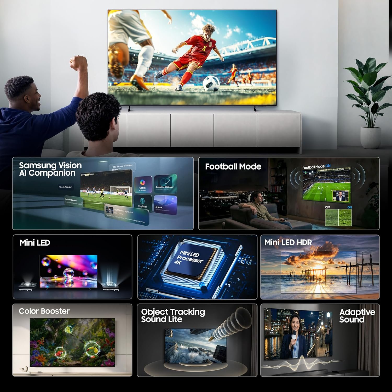 91qm1mtweil. sl1500 Samsung 43 inches Mini LED 4K Samsung Vision AI Smart TV UA43M71HAULXL