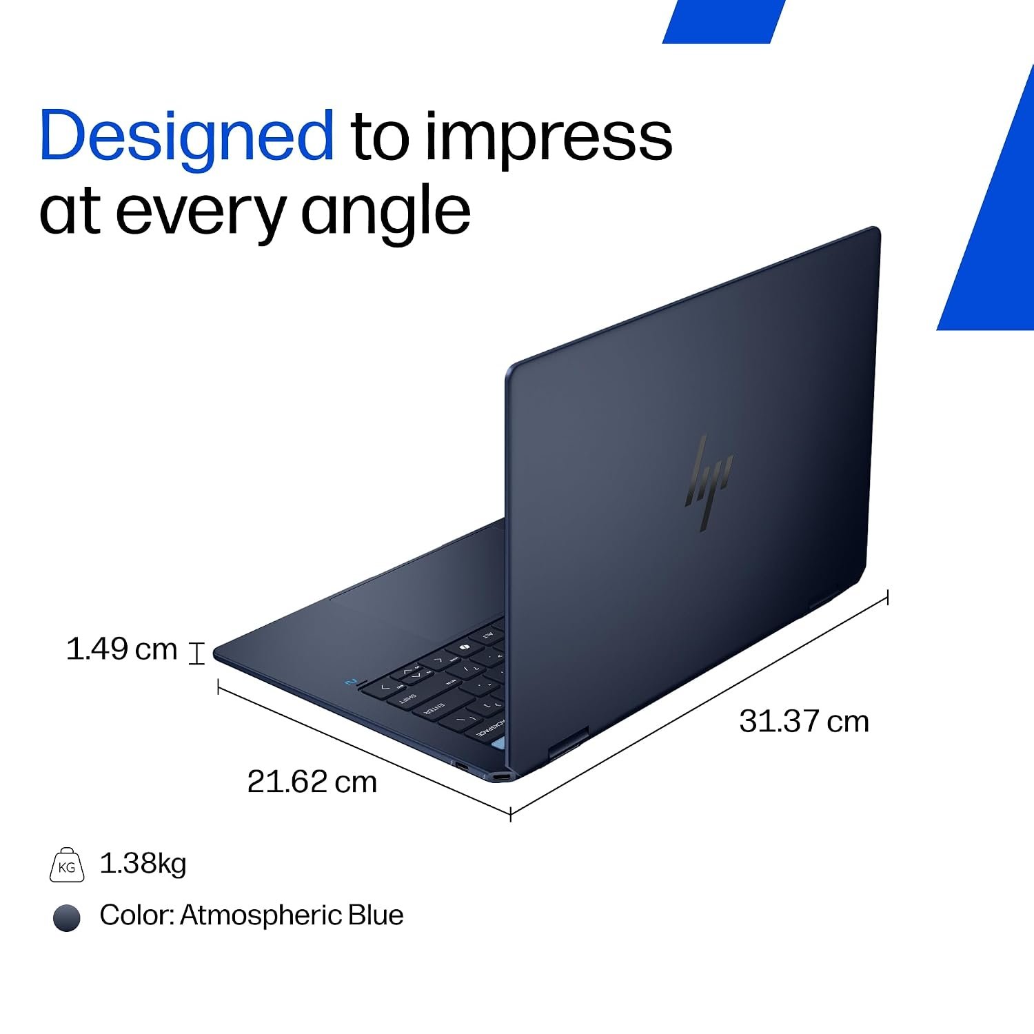 611dhbgom0l. sl1500 1787048455 8865 HP Omnibook Ultra Flip (Previously Spectre), Intel Core Ultra 9 288V (32GB LPDDR5x, 1TB SSD), 3K, OLED, 120 Hz, 14/35.6cm, Win11, M365* Office24, Blue, 1.34kg, fh0368tu, 9MP Camera, Backlit Laptop