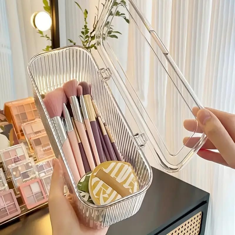 61yqytpq4dl SR Makeup Organizer Box | Flip Top Lid, Portable Countertop Cosmetic Storage for Brushes, Lipsticks, Hair Bands – Dust-Proof Sealed Container for Beauty Products