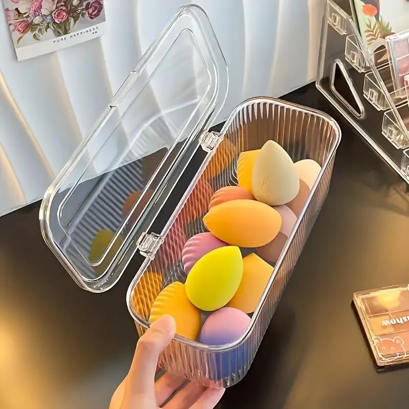 61ts9iavaxl SR Makeup Organizer Box | Flip Top Lid, Portable Countertop Cosmetic Storage for Brushes, Lipsticks, Hair Bands – Dust-Proof Sealed Container for Beauty Products