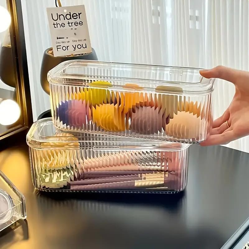 61yn01cdchl SR Makeup Organizer Box | Flip Top Lid, Portable Countertop Cosmetic Storage for Brushes, Lipsticks, Hair Bands – Dust-Proof Sealed Container for Beauty Products