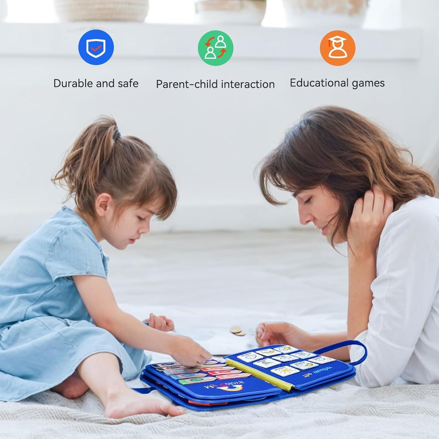 71pcjsfwppl. sl1500 Qlect 12 in 1 Toddler Busy Binder & Busy Book for Toddlers 1-3 Years – Montessori Busy Board & Activity Book for Kids 2-4 – Engaging Toys for 2-3 Years – Educational Busy Book for Learning., Blue