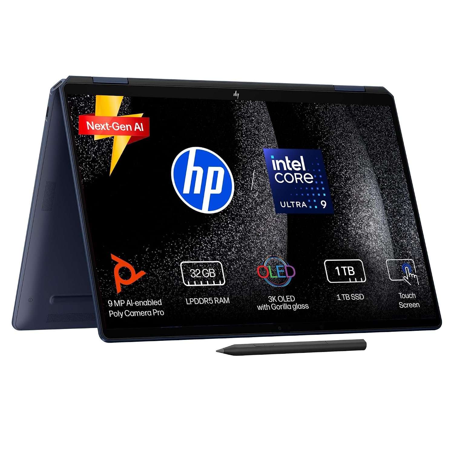 HP Omnibook Ultra Flip (Previously Spectre), Intel Core Ultra 9 288V (32GB LPDDR5x, 1TB SSD), 3K, OLED, 120 Hz, 14''/35.6cm, Win11, M365* Office24, Blue, 1.34kg, fh0368tu, 9MP Camera, Backlit Laptop HP Omnibook Ultra Flip (Previously Spectre), Intel Core Ultra 9 288V (32GB LPDDR5x, 1TB SSD), 3K, OLED, 120 Hz, 14''/35.6cm, Win11, M365* Office24, Blue, 1.34kg, fh0368tu, 9MP Camera, Backlit Laptop